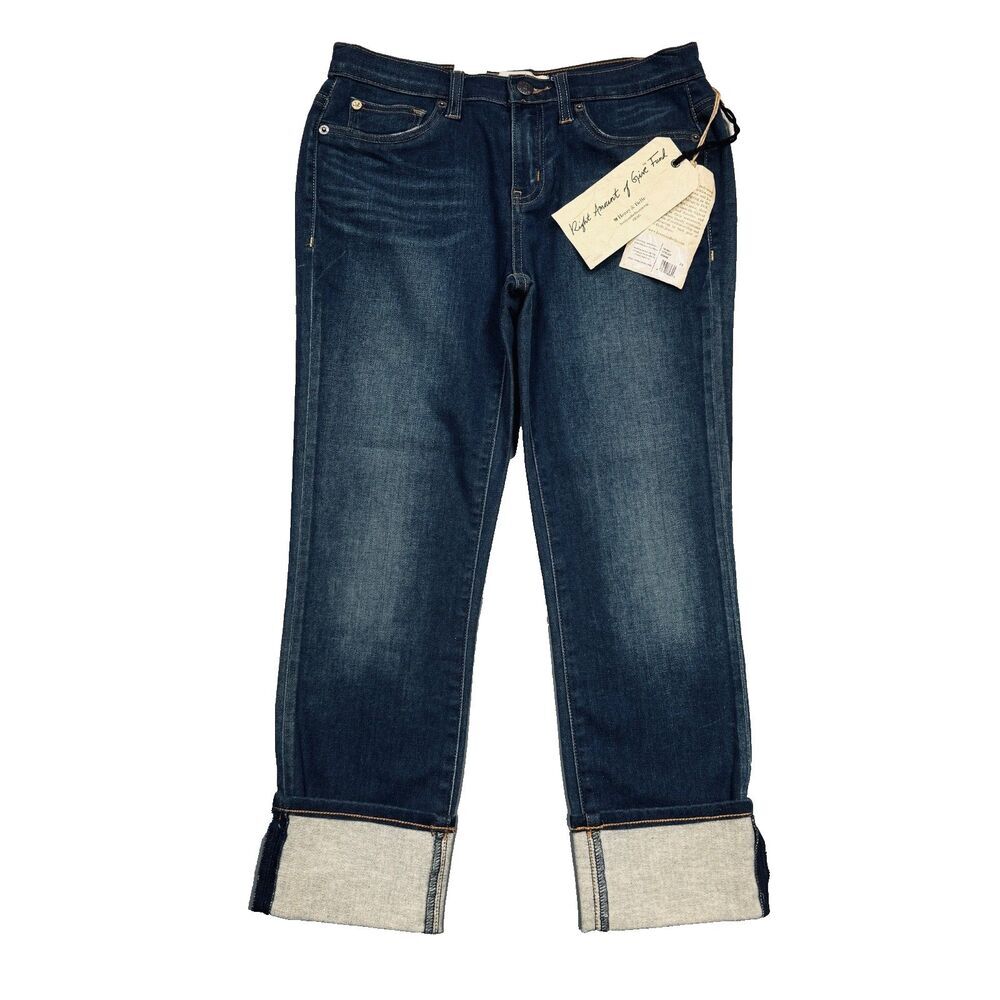 Henry & Belle Ideal Drake Cuffed Crop Jeans 28 (28x23) Blue Stretch Denim Womens